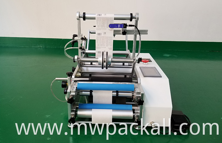 Wine Double Side Sticker Round Water Semi Automatic Digital Bottle Labeling Printing Machine